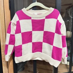 GAP Kids toddler girl checkered knit sweater crewneck barbie top long sleeve